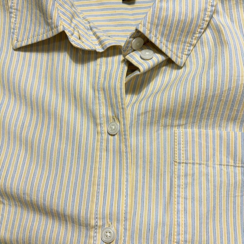 J.Crew Étienne Oversized Button Up Shirt Yellow Blue Stripe NWOT L Cotton - Picture 8 of 13